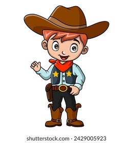 Cute cowboy cartoon on white background