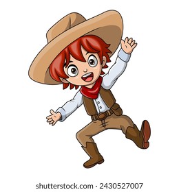 Cute cowboy cartoon on white background