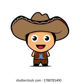 cute cowboy cartoons vector design. Best choice for invitations, printing, blog background, paper crafts, stickers