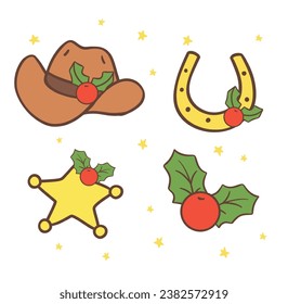 Cute Cowboy Christmas element hand drawing, perfect for your festive Christmas greetings. Ideal for cards, decor, and more.