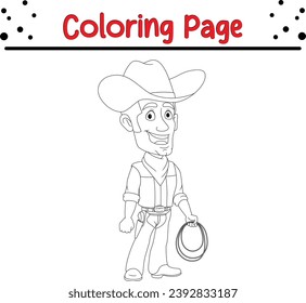 cute cowboy coloring page for kids