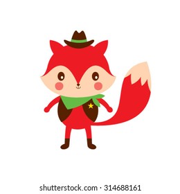 cute cowboy fox cartoon