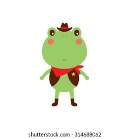 cute cowboy frog cartoon