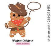 Cute Cowboy Gingerbread cookie man vector illustration