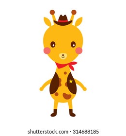 cute cowboy giraffe cartoon