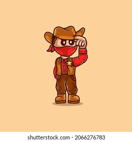 cute cowboy illustration, suitable for mascot designs, illustrations or cute cowboy t-shirts