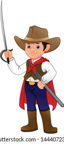 cute cowboy kid holding sword