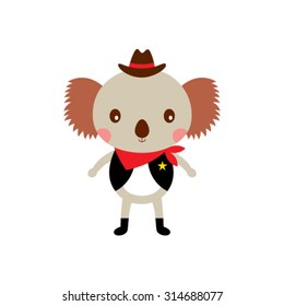 cute cowboy koala bear cartoon