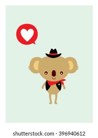 cute cowboy koala bear love vector illustration poster