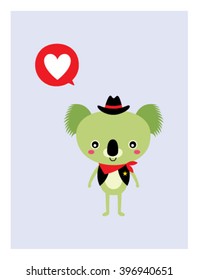 cute cowboy koala bear love vector illustration poster