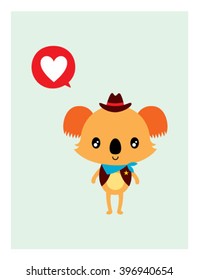 cute cowboy koala bear love vector illustration poster