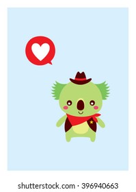 cute cowboy koala bear love vector illustration poster