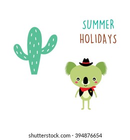 cute cowboy koala bear summer holidays