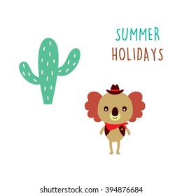 cute cowboy koala bear summer holidays