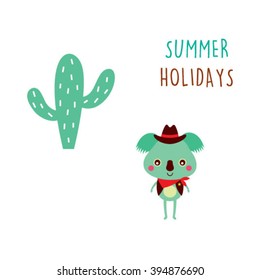 cute cowboy koala bear summer holidays