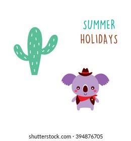 cute cowboy koala bear summer holidays