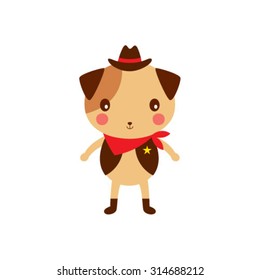 cute cowboy puppy cartoon