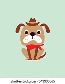 cute cowboy puppy cartoon vector