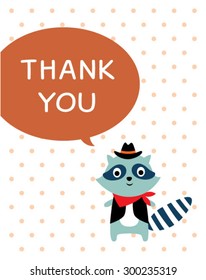 cute cowboy raccoon thank you card