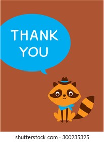 Cute Cowboy Raccoon Thank You Card Stock Vector (Royalty Free) 300235295