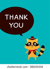 cute cowboy raccoon thank you card