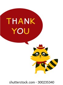 cute cowboy raccoon thank you card