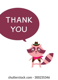 cute cowboy raccoon thank you card