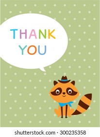 cute cowboy raccoon thank you card