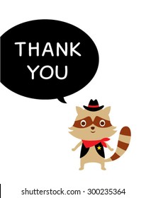 cute cowboy raccoon thank you card