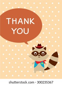 cute cowboy raccoon thank you card
