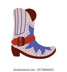 Cute Cowboy Shoes Vector Illustration - 04