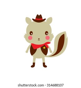 cute cowboy squirrel cartoon