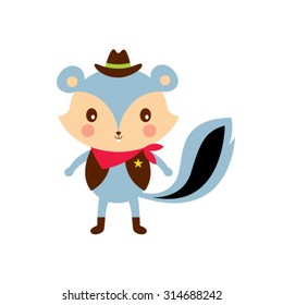 cute cowboy squirrel cartoon