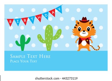 cute cowboy tiger birthday greeting card