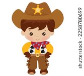 Cute cowboy vector cartoon ilustration