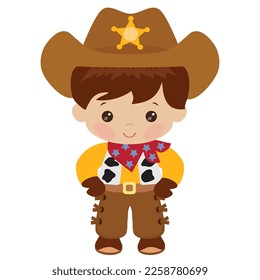 Cute cowboy vector cartoon ilustration