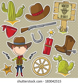 Cute cowboy with Wild West elements