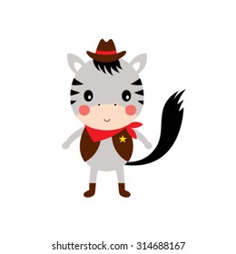 cute cowboy zebra cartoon