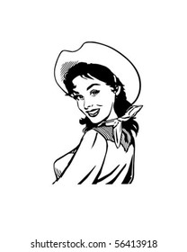 Cute Cowgirl 2 - Retro Clip Art