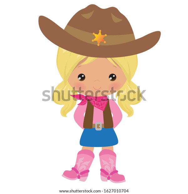 Cute Cowgirl Vector Cartoon Illustration Stock Vector (Royalty Free ...