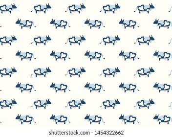 Cute cows inspired by scandinavian art. Pattern with cartoon farm animals. Seamless print with adorable cows on white. Pattern with silhouettes of cows in scandinavian style perfect for kids fabric