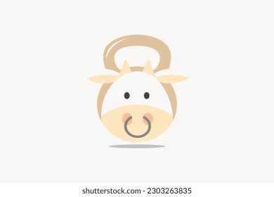 Cute Cows Kettle Bell Fitness GYM Logo design template element vector