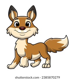 Cute coyote cartoon on white background