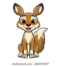 Cute coyote cartoon on white background