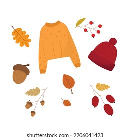 Cute cozy autumn set of illustrations