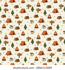 cute cozy camping repeat pattern design