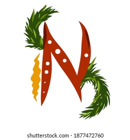 Cute and cozy Christmas letter vector. Isolated on white background for print, web, Christmas stationery. Festive graphics