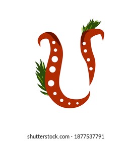 Cute and cozy Christmas letter vector. Isolated on white background for print, web, Christmas stationery. Festive graphics