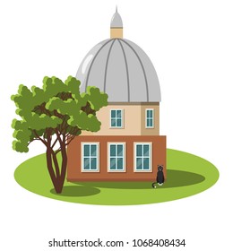 Cute cozy cottage for a fairy tale town. Elements for design of cartoons and games