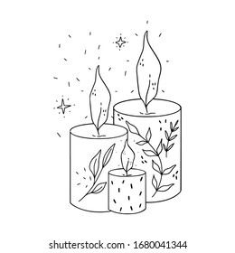 Cute and cozy doodle illustration of three candles to stay warm.